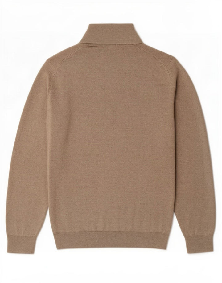 Męski sweter zapinany na zamek Reiss, duży, beżowy, akrylowy