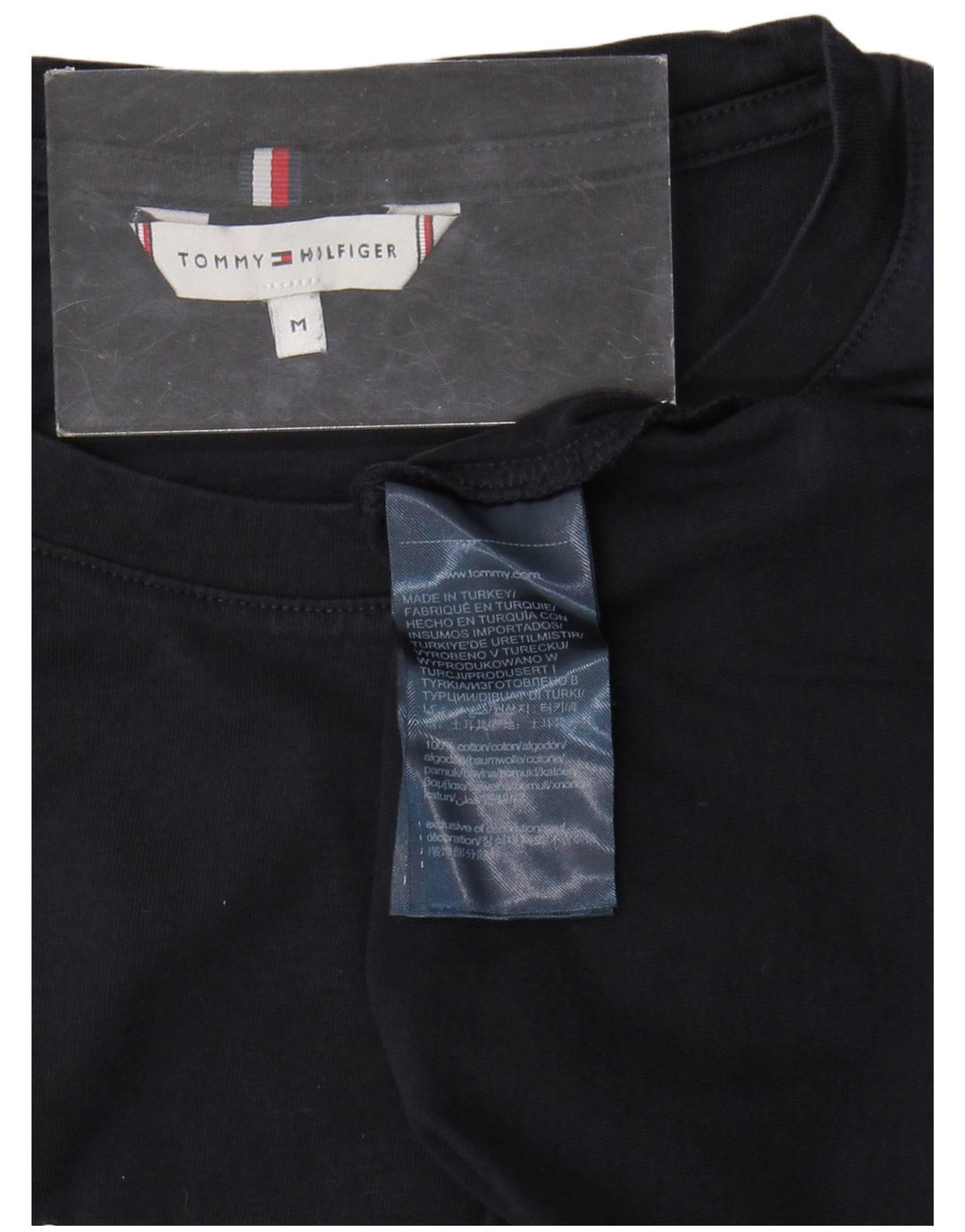 Damska koszulka z grafiką TOMMY HILFIGER Top UK 12, średnia, granatowa, bawełniana