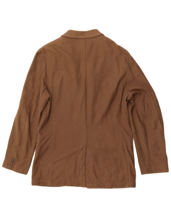 MASSIMO DUTTI Męska marynarka zapinana na 3 guziki UK 40, duża, brązowa, bawełniana