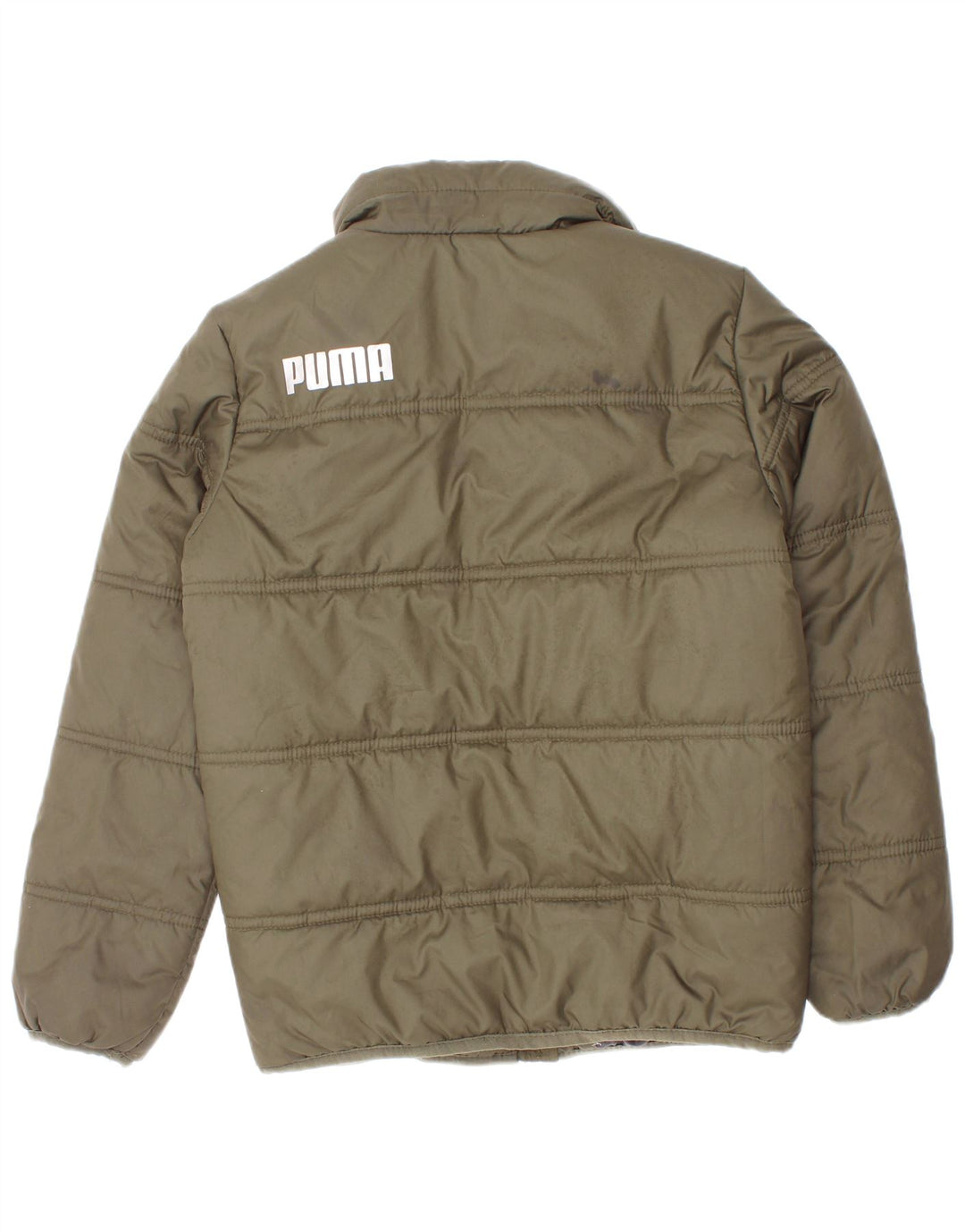 Chłopięca wyściełana kurtka Puma z grafiką, 5-6 lat, khaki, poliester