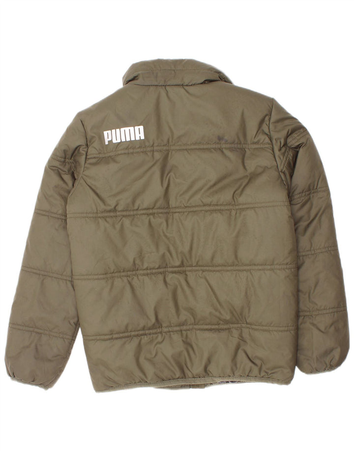 Chłopięca wyściełana kurtka Puma z grafiką, 5-6 lat, khaki, poliester