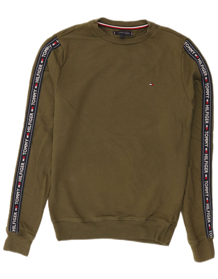 Męska bluza z grafiką Tommy Hilfiger, mała, bawełniana w kolorze khaki