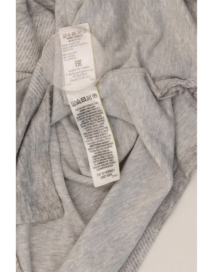 Marks & Spencer Damski top z rękawem 3/4, UK 8, mały, szary, geometryczny poliester