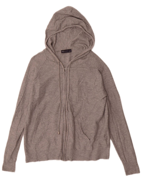 Damski sweter rozpinany z kapturem Marks & Spencer UK 10 Small, szara wiskoza