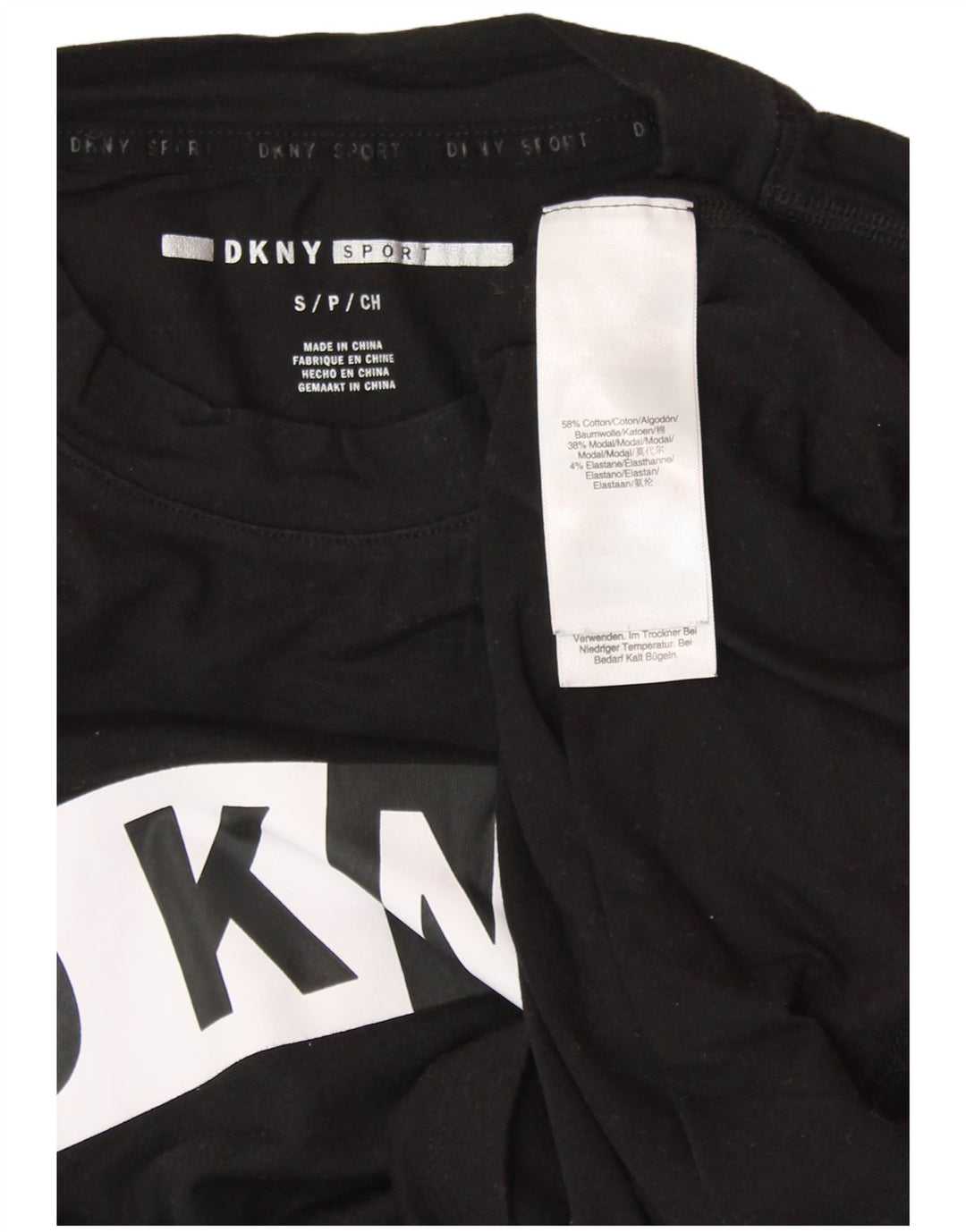 Damska kamizelka graficzna DKNY Top UK 10, mała, czarna, bawełniana