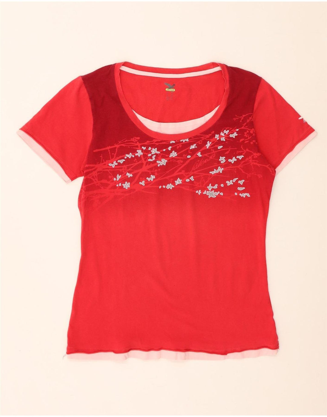 SALEWA T-shirt damski Top UK 14 Średni czerwony w kwiaty
