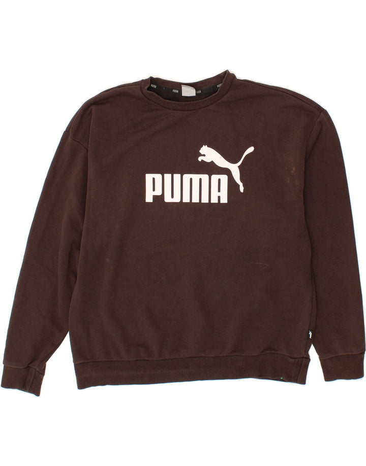 PUMA Womens Graphic Sweatshirt Jumper UK 16 Large Brown Cotton Vintage Puma and Second-Hand Puma from Messina Hembry 