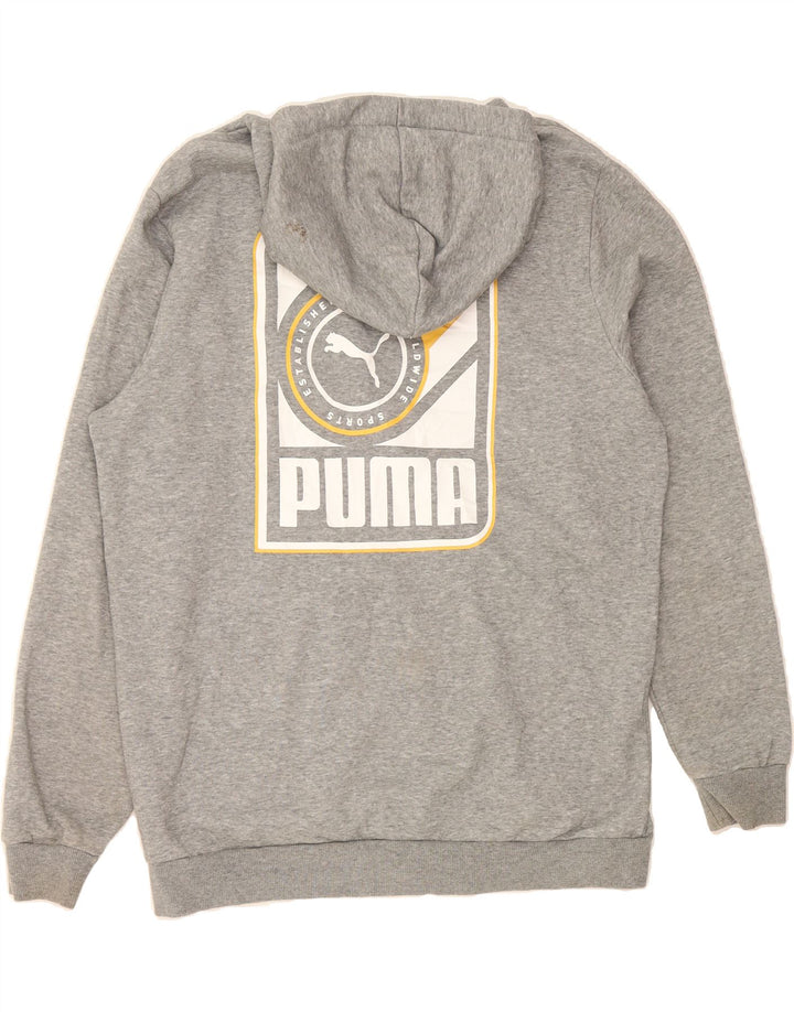PUMA Mens Graphic Hoodie Jumper Large Grey Cotton Vintage Puma and Second-Hand Puma from Messina Hembry 