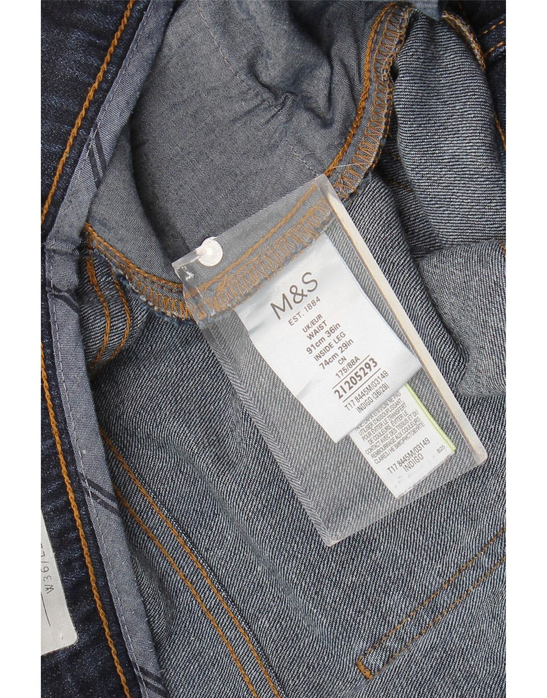 Marks & Spencer Męskie jeansy zwężane W36 L29 Granatowe, bawełniane
