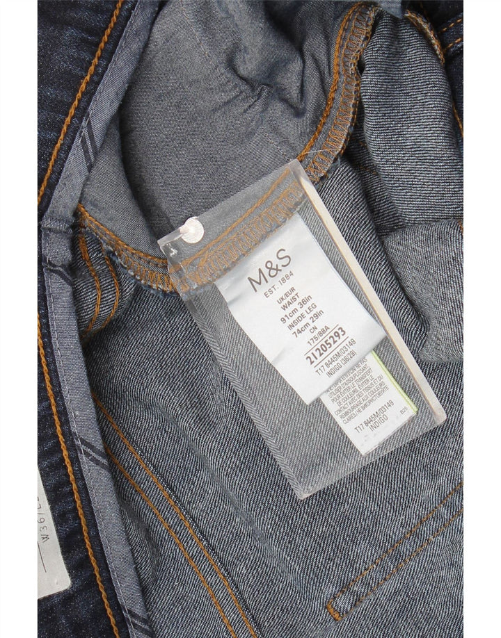Marks & Spencer Męskie jeansy zwężane W36 L29 Granatowe, bawełniane