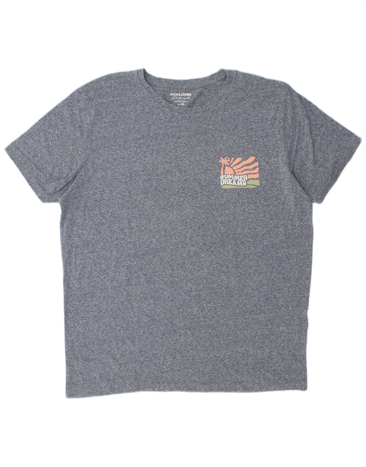 T-shirt męski Jack & Jones, top XL, szara, plamiona bawełna