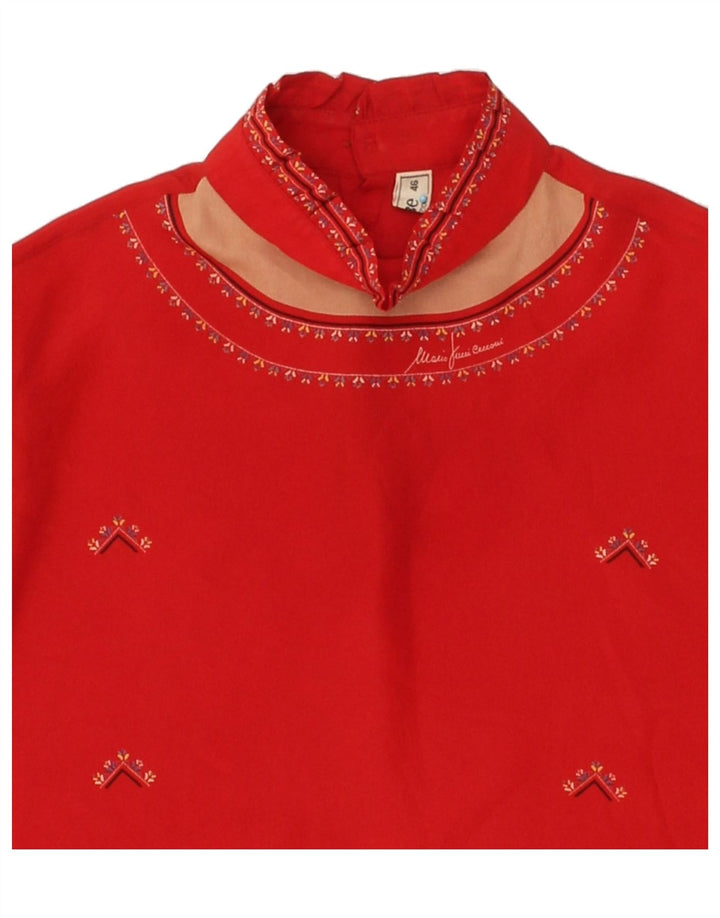 VINTAGE Womens Long Sleeve Blouse Top IT 46 Large Red Floral Polyester Vintage Vintage and Second-Hand Vintage from Messina Hembry 