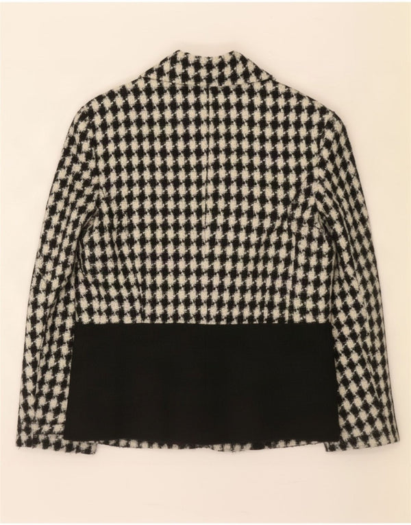 Vintage damska marynarka zapinana na 3 guziki UK 12 Medium Black Houndstooth