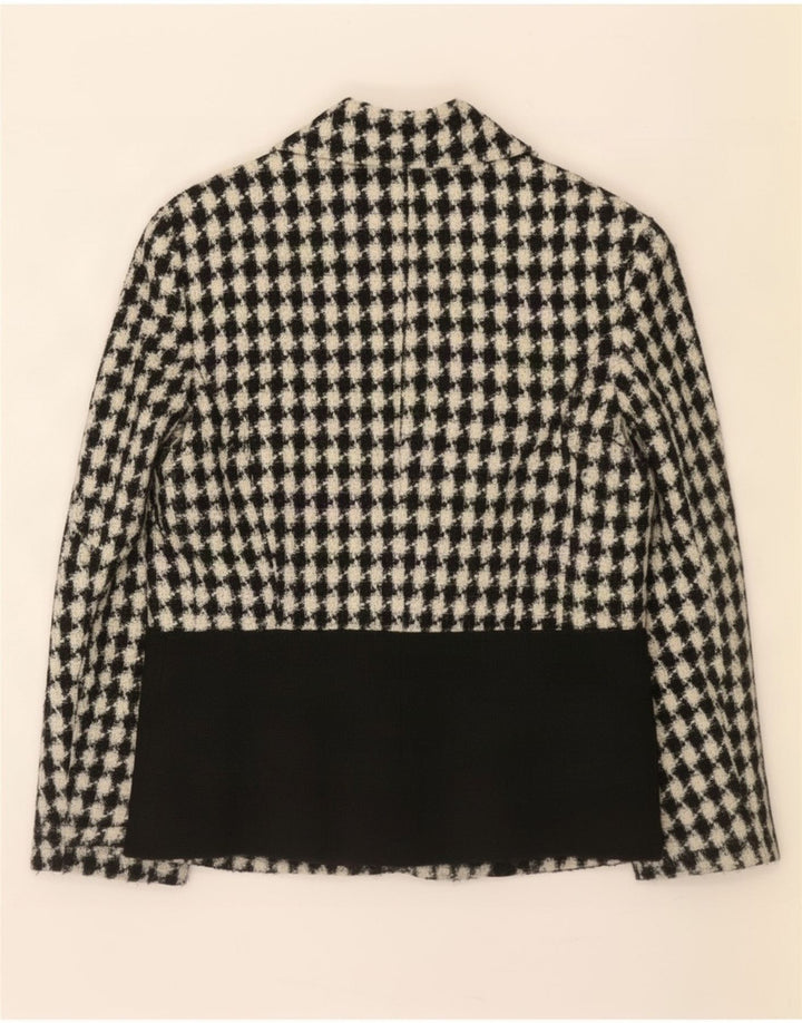 Vintage damska marynarka zapinana na 3 guziki UK 12 Medium Black Houndstooth