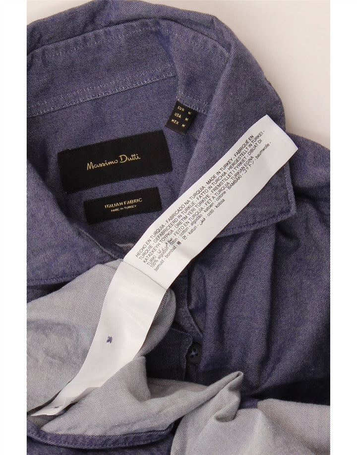 Koszula męska Massimo Dutti, średnia, granatowa, bawełniana