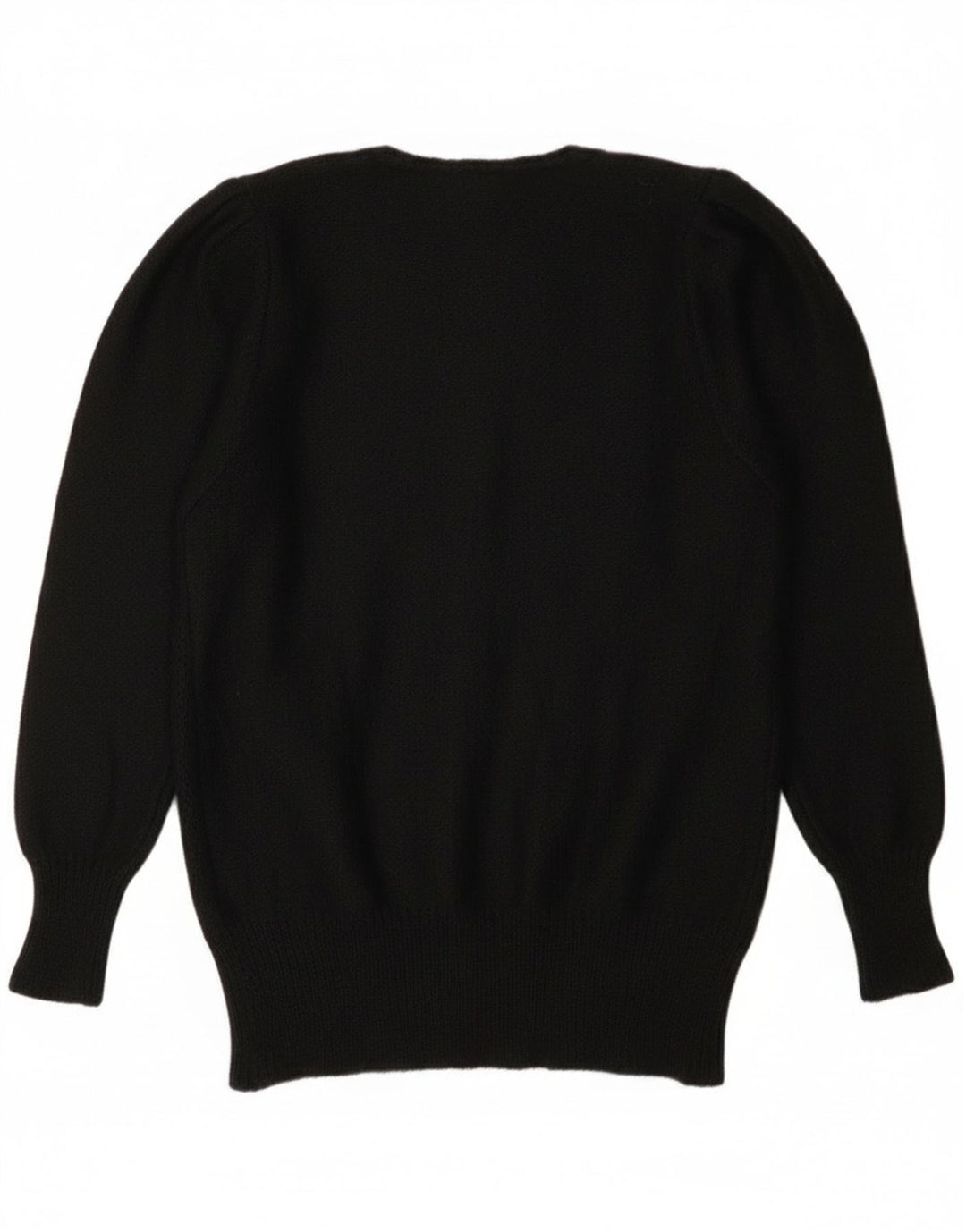 Sweter damski w stylu vintage z okrągłym dekoltem IT 44, średni czarny