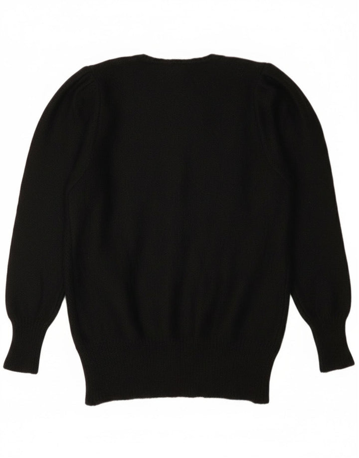 Sweter damski w stylu vintage z okrągłym dekoltem IT 44, średni czarny