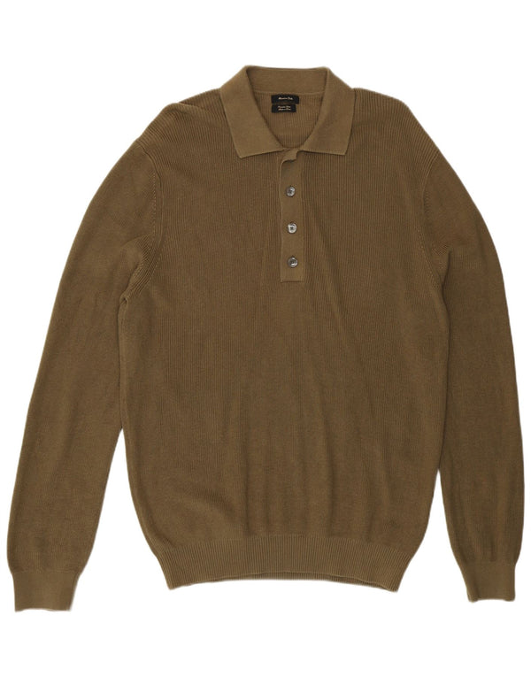 Męski sweter polo Massimo Dutti XL, bawełniany khaki