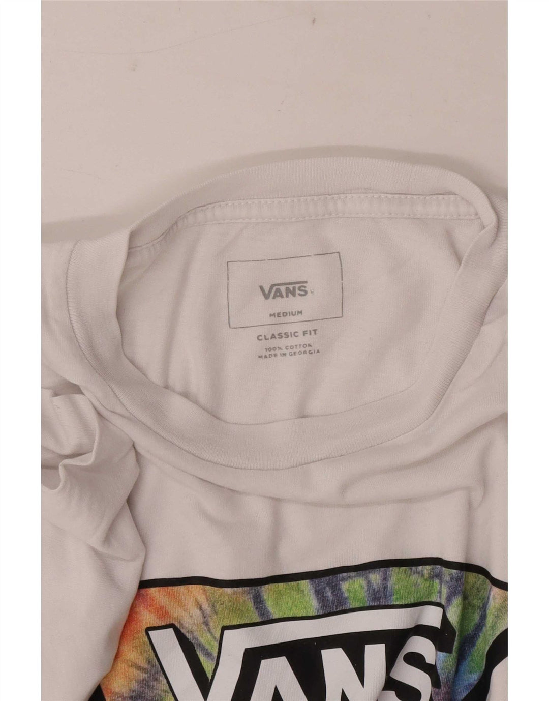 Męski T-shirt Vans o klasycznym kroju z grafiką, średniej wielkości, biały, bawełniany