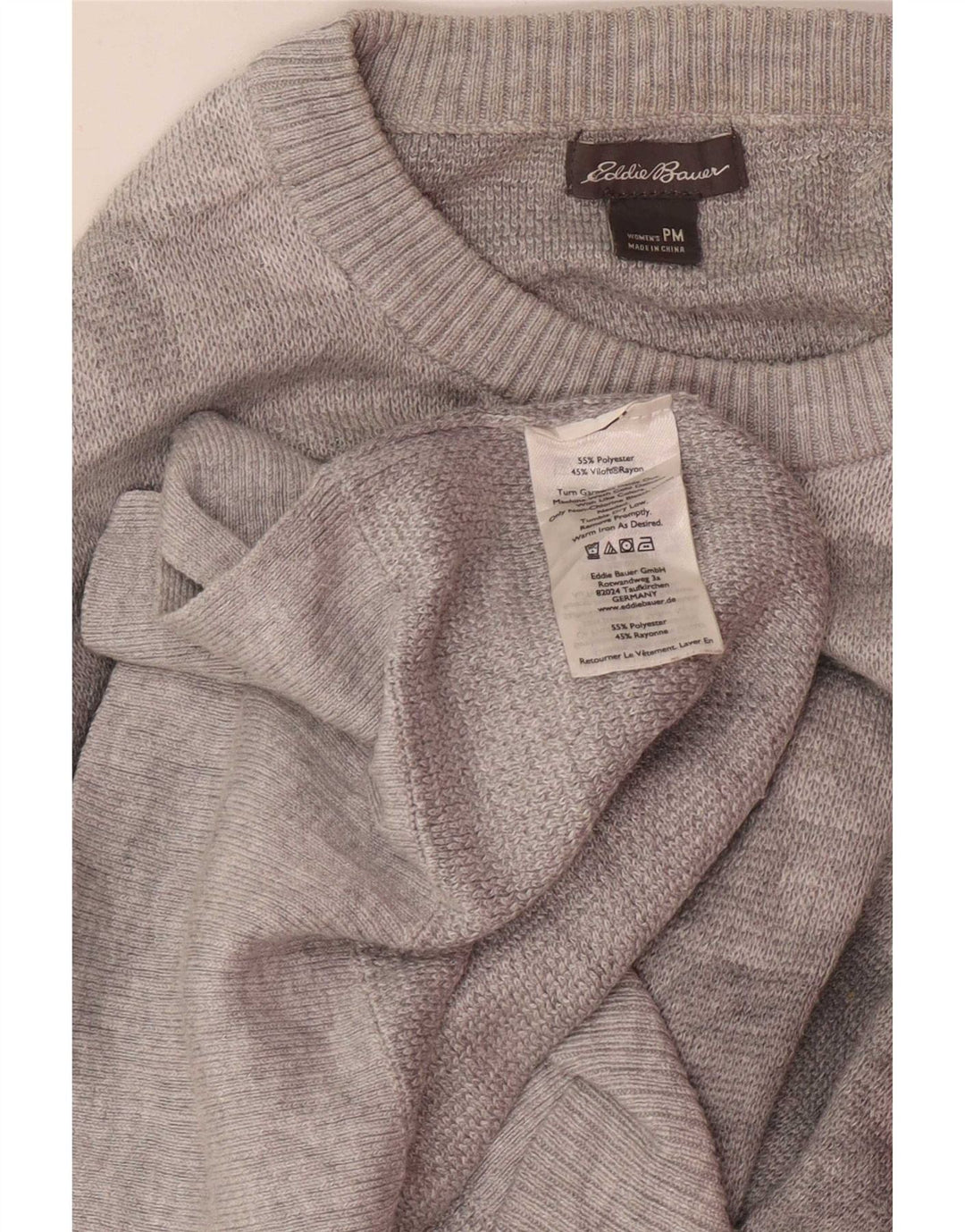 Sweter damski Eddie Bauer Petite z wycięciem pod szyją, UK 14, średni szary
