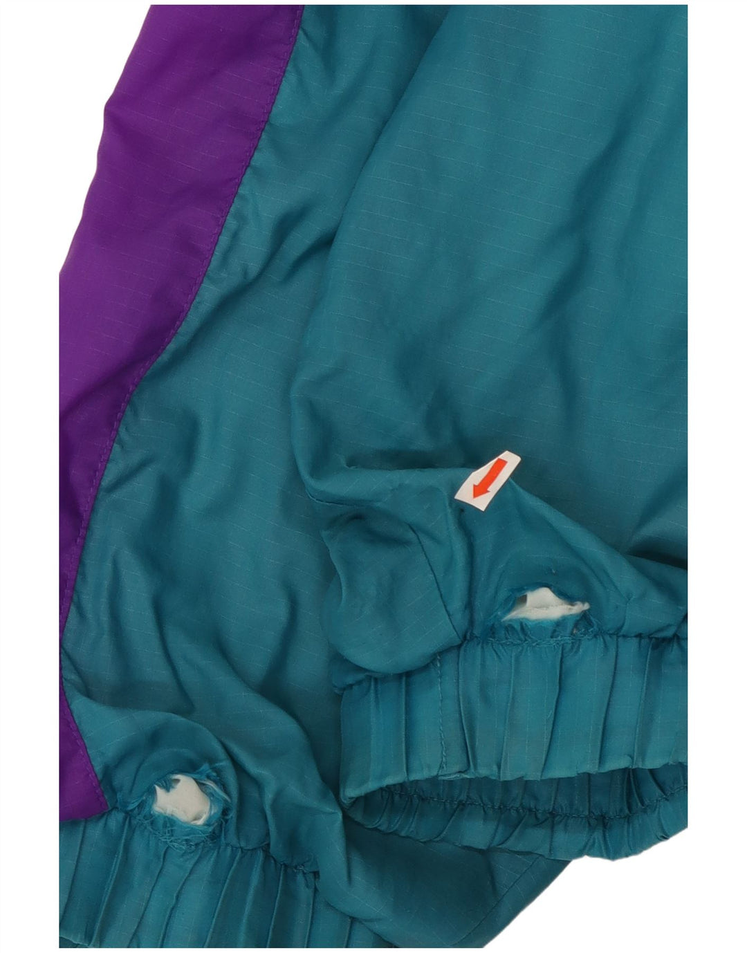 Kurtka męska dresowa w stylu vintage, duża, turkusowa, nylonowa, z blokami kolorów, lata 90