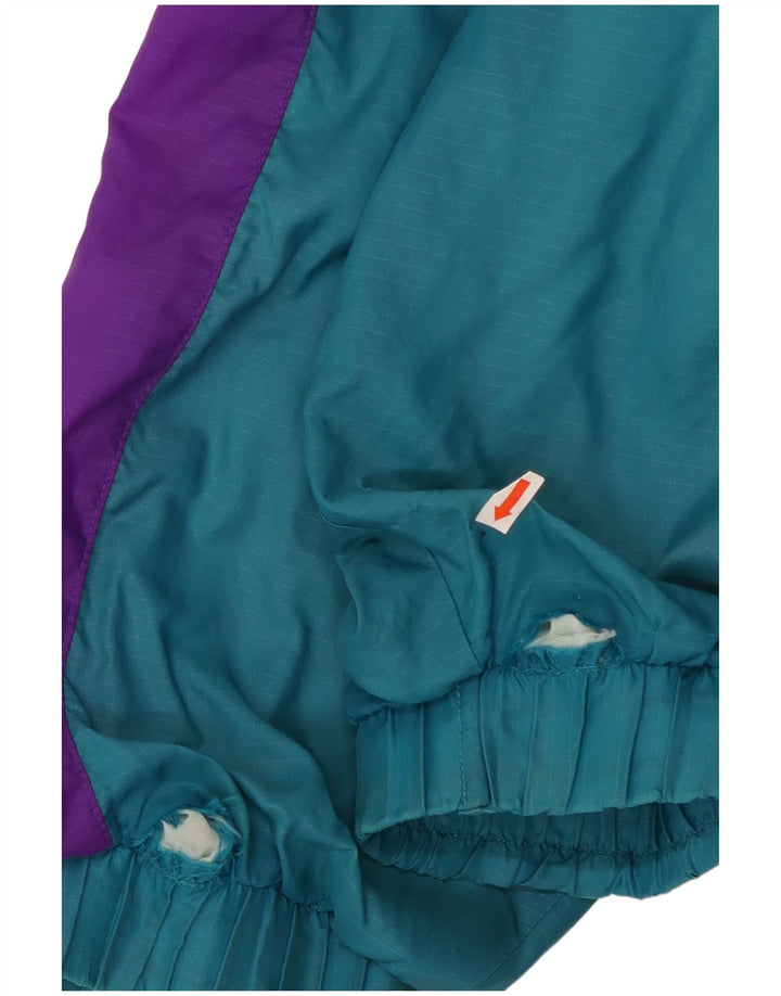 Kurtka męska dresowa w stylu vintage, duża, turkusowa, nylonowa, z blokami kolorów, lata 90