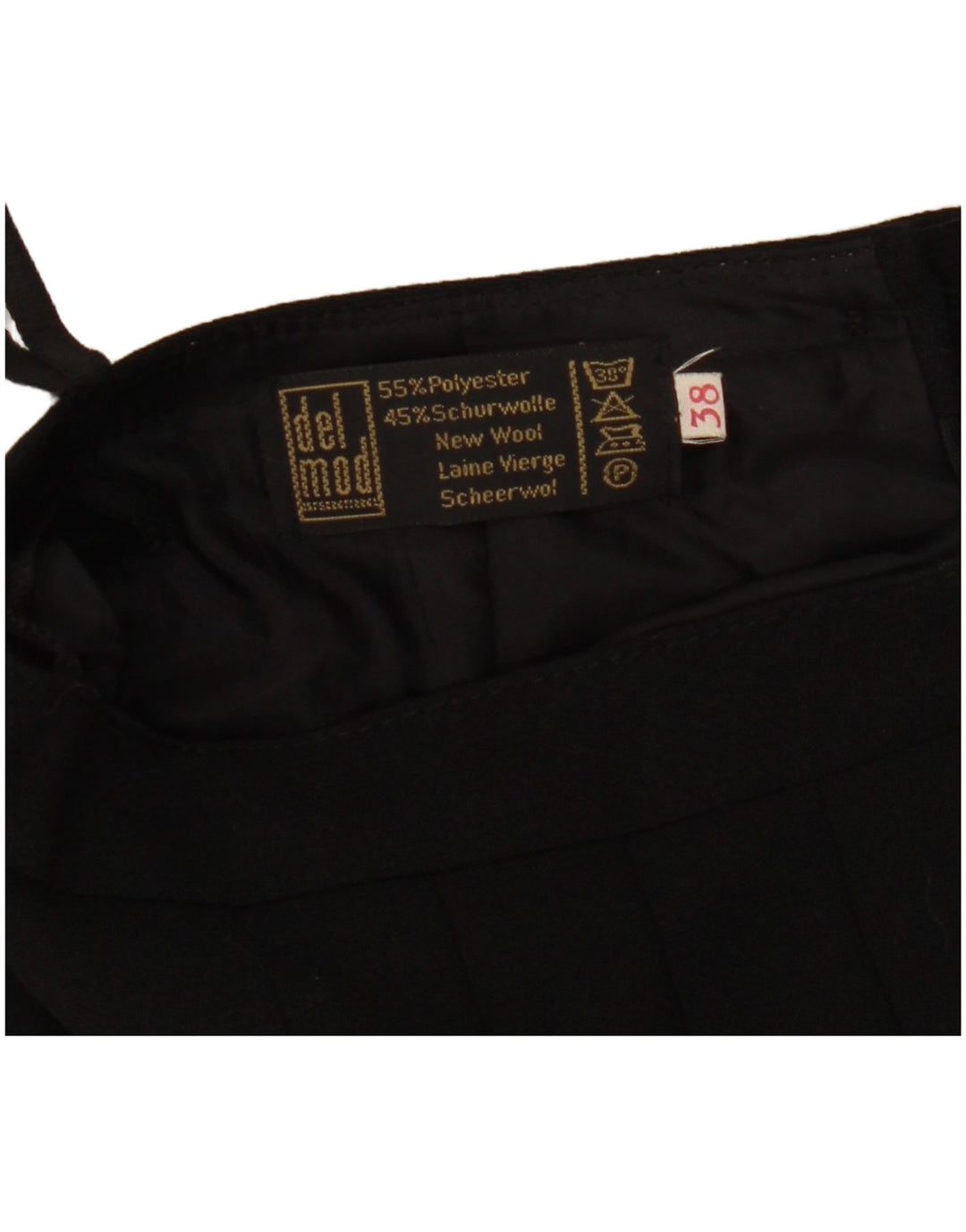 Del Mod Damska plisowana spódnica z wysokim stanem EU 38 Medium W27 Czarny poliester