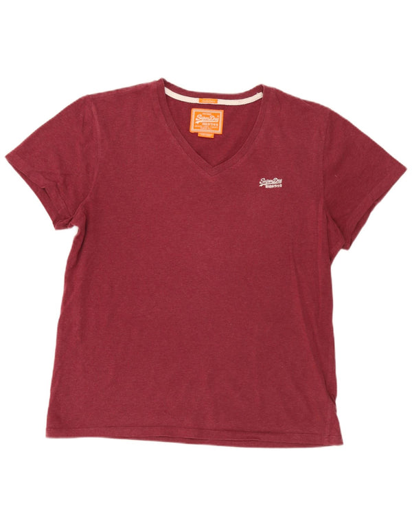 Męski T-shirt Superdry, duży, bordowy, bawełniany