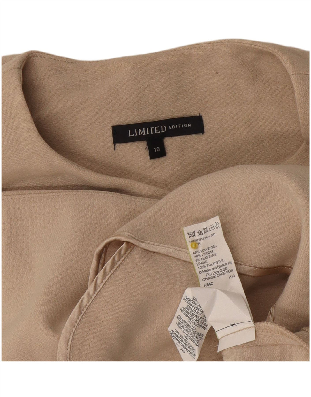 Marks & Spencer Damska marynarka bez rękawów z długimi rękawami, UK 10, mała, beżowa