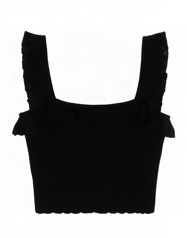 Damski krótki top Zara UK 8 Small, czarna wiskoza