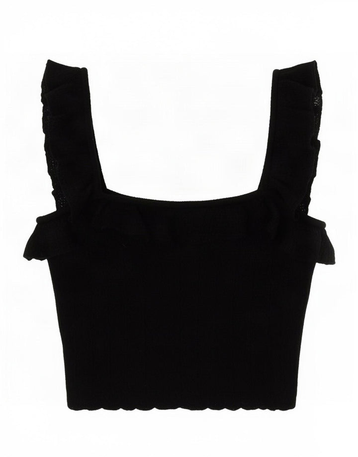 Damski krótki top Zara UK 8 Small, czarna wiskoza