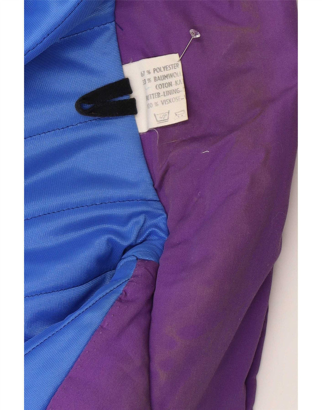 Vintage damski płaszcz ocieplany UK 18 XL, fioletowy poliester