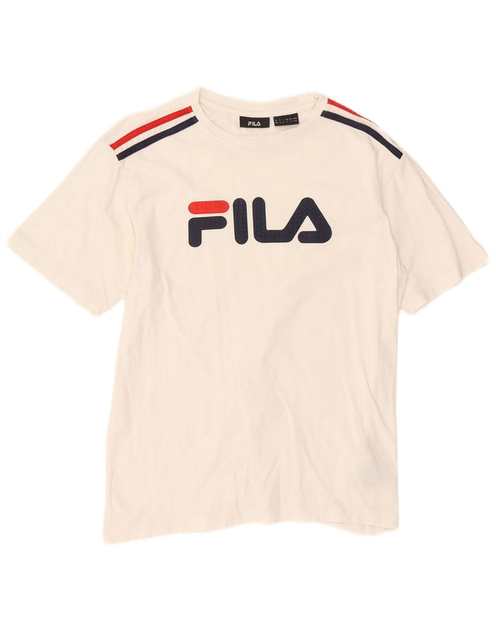Męski T-shirt z grafiką Fila, mały, biały, bawełniany