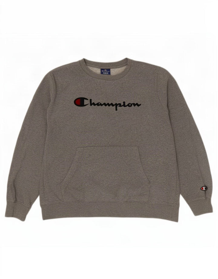 Męski sweter z grafiką Champion, średnioszary, nakrapiany