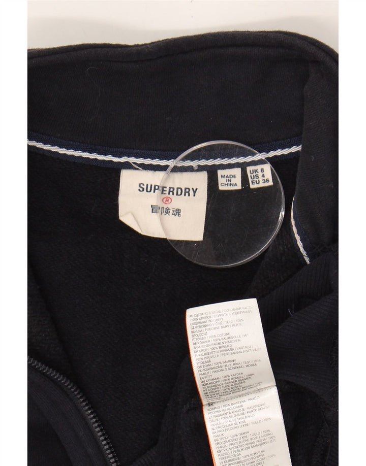 SUPERDRY Womens Oversized Zip Neck Sweatshirt Jumper UK 8 Small  Navy Blue Vintage Superdry and Second-Hand Superdry from Messina Hembry 
