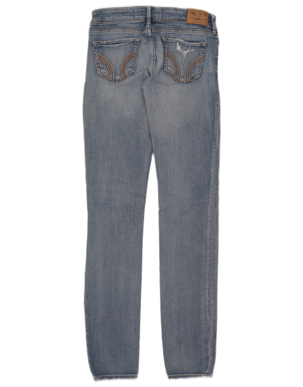 Damskie dżinsy rurki Hollister w trudnej sytuacji US 1 XS W25 L31, niebieskie, bawełniane