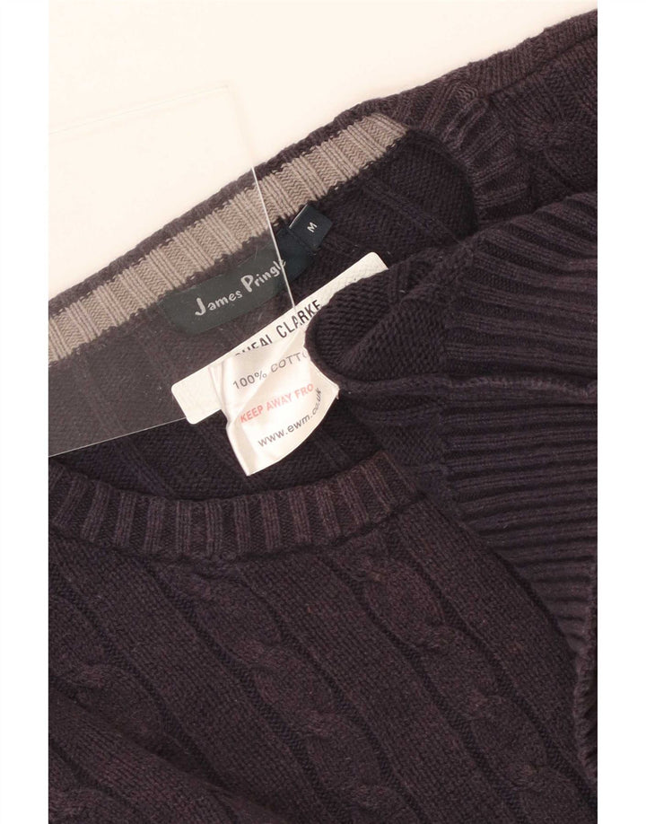 Męski sweter z okrągłym dekoltem James Pringle, średni granatowy, bawełniany