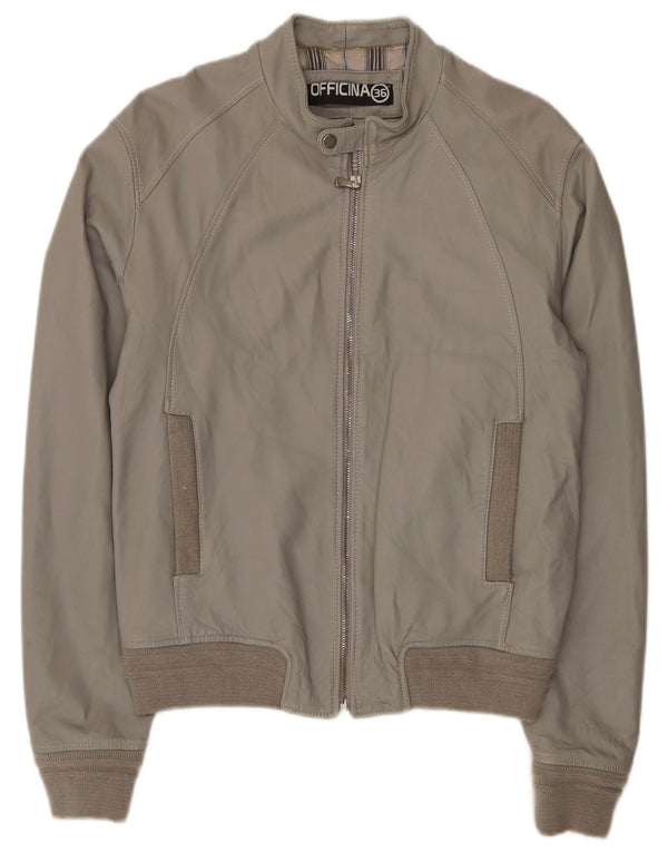 Officina 36 Męska skórzana kurtka bomber UK 42 XL szara