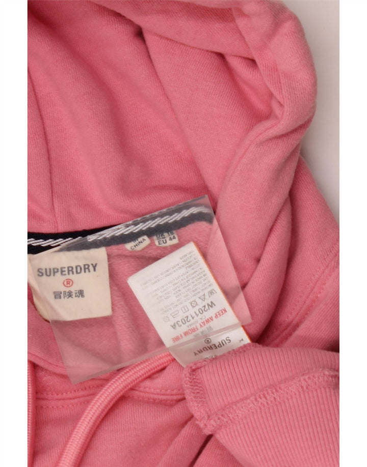 SUPERDRY Damski sweter oversize z kapturem z grafiką Crop UK 16, duży, różowy