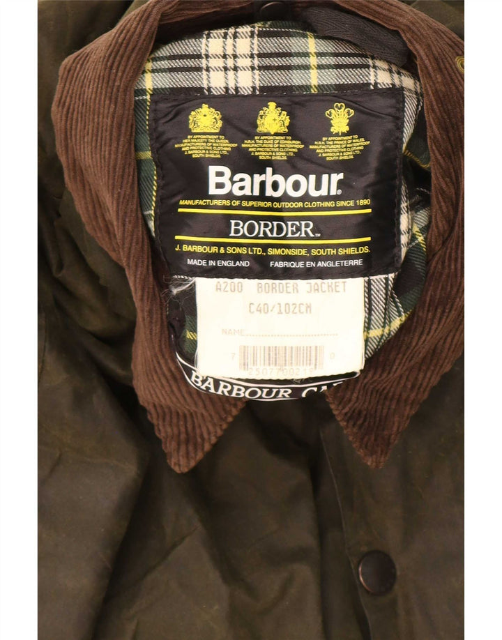 Męska kurtka Barbour Border Waxed Cotton UK 40, średni khaki, blok kolorów