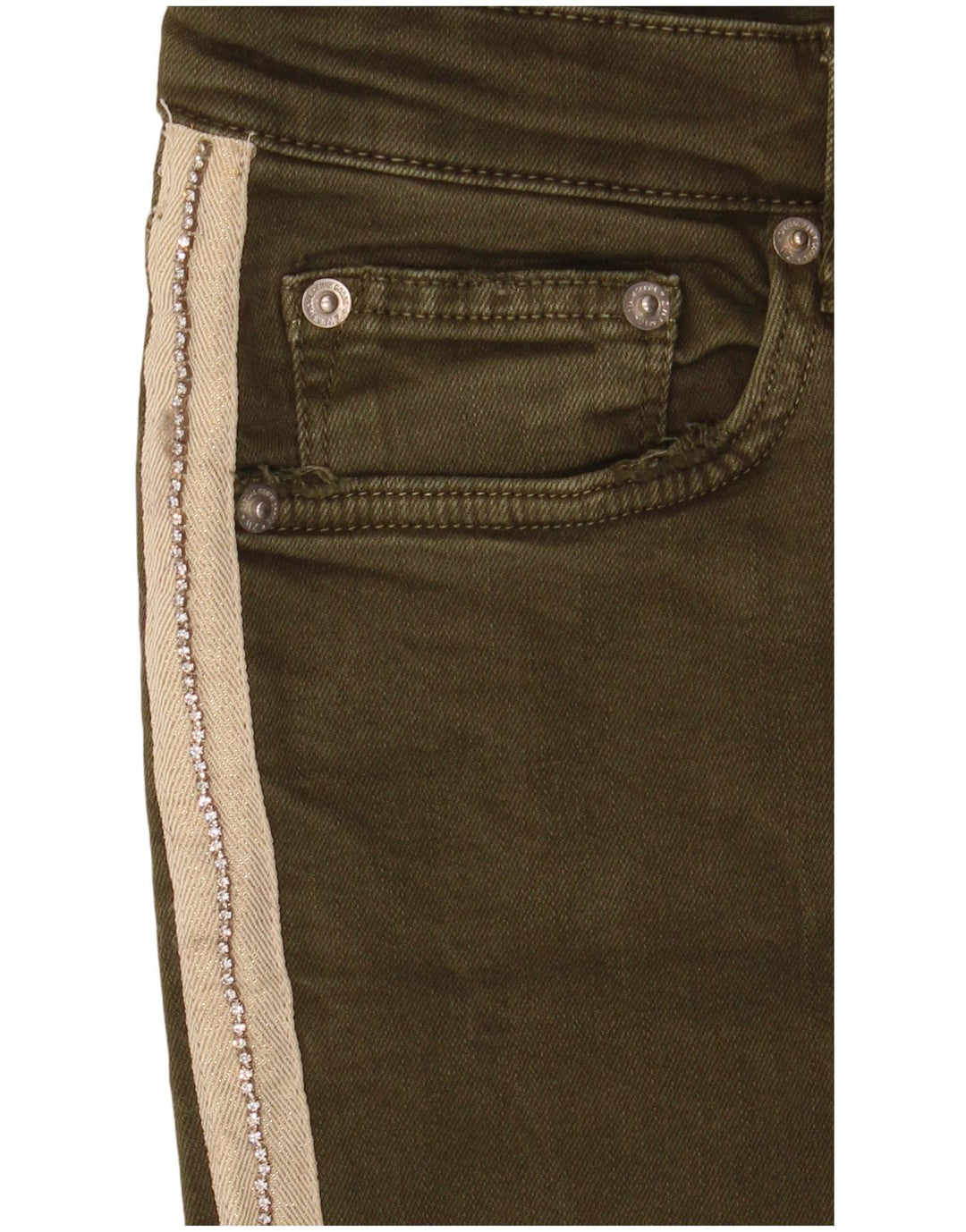 Damskie jeansy slim fit Zara EU 40 Medium W30 L27 Khaki, blok kolorów