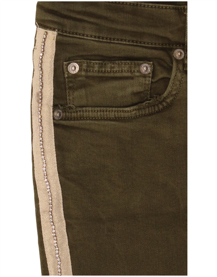 Damskie jeansy slim fit Zara EU 40 Medium W30 L27 Khaki, blok kolorów