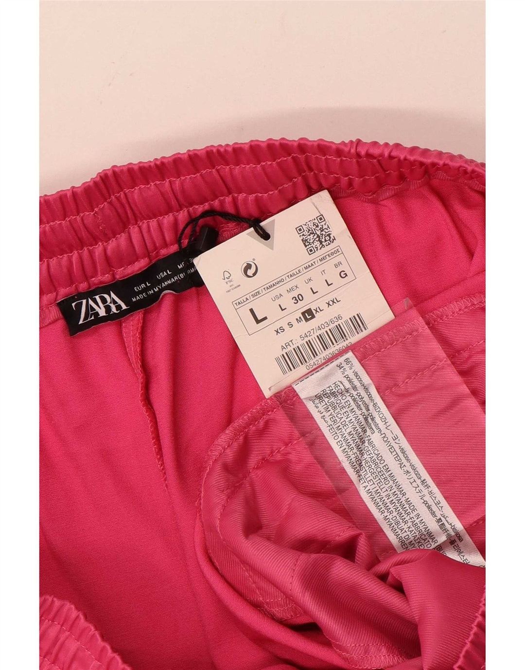 Damskie spodenki sportowe Zara duże W30 różowa wiskoza