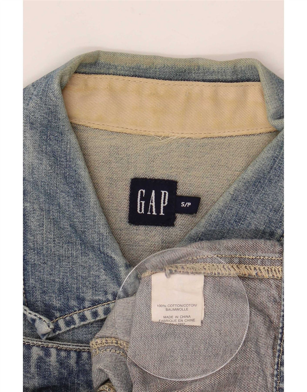 Damska kurtka dżinsowa Gap Crop UK 10 Small, niebieska bawełniana