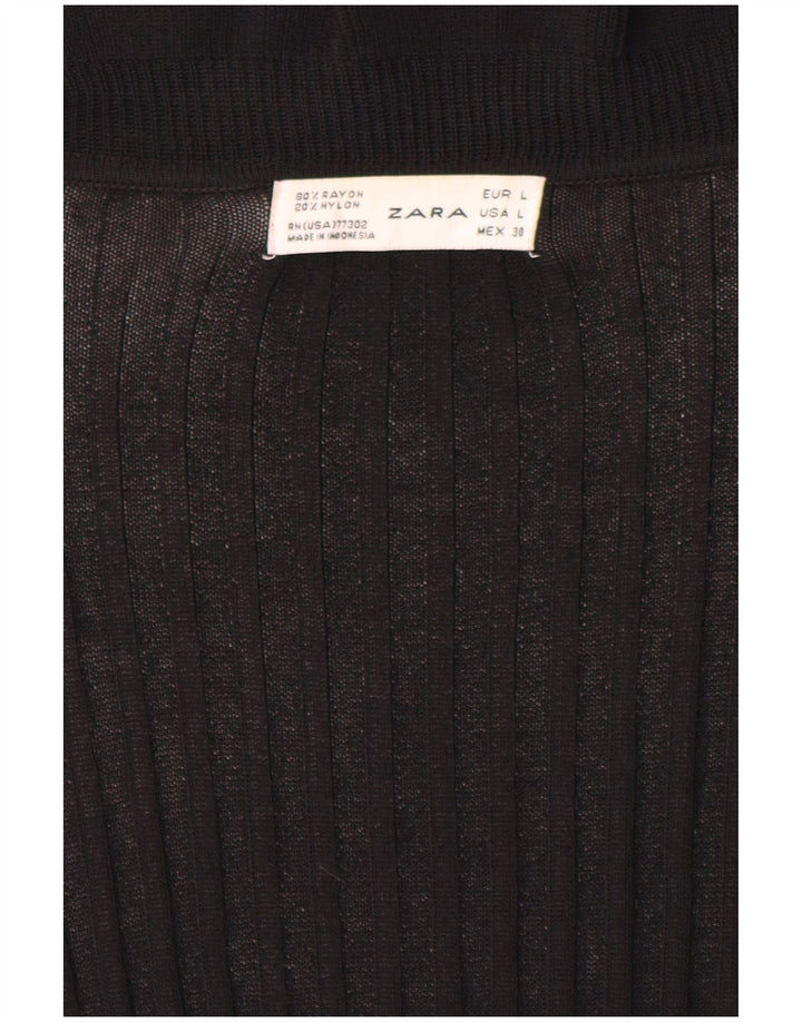 Sweter damski Zara z otwartym kardiganem UK 16, duży, czarny