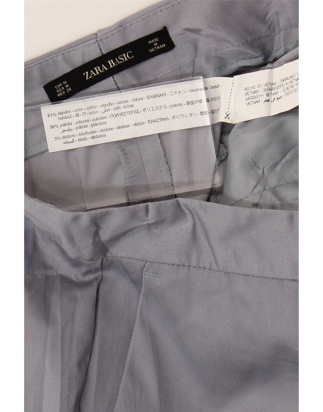 Damskie proste spodnie chino Zara, średnie W28 L26, szara bawełna