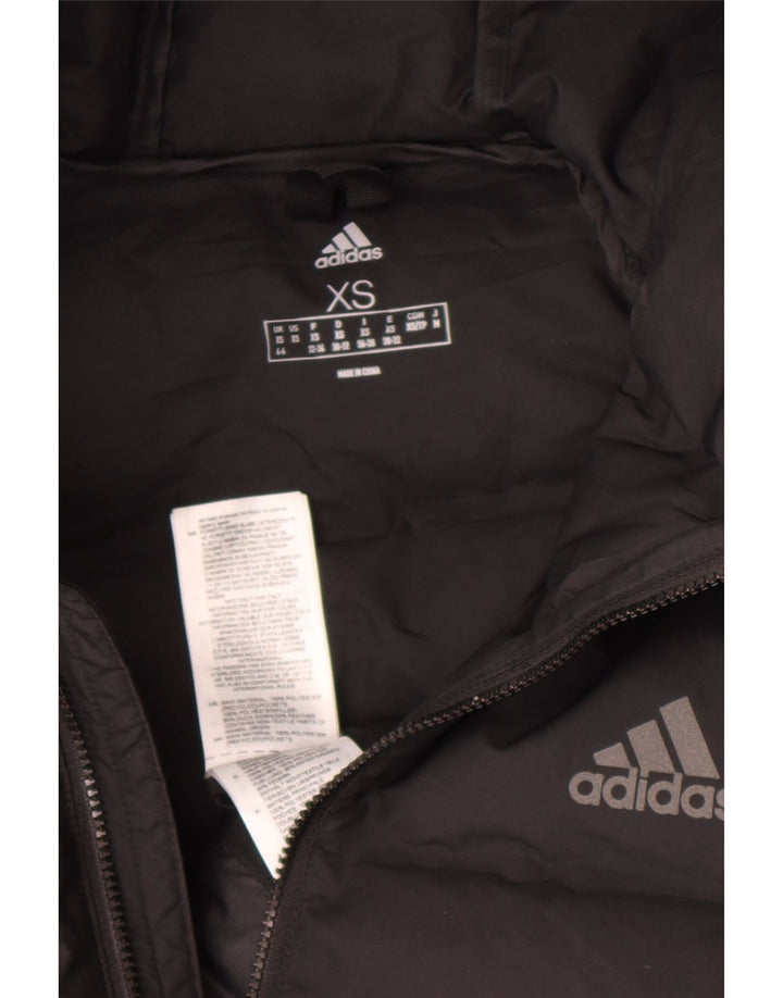 Damska wyściełana kurtka z kapturem Adidas UK 4/6 XS Czarny poliester