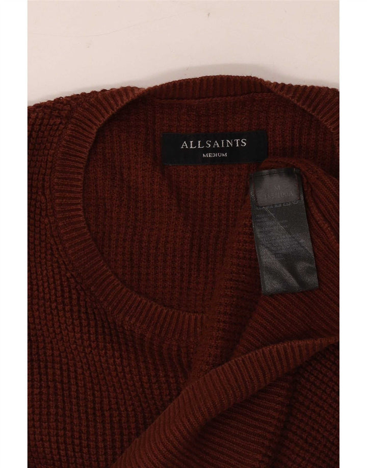Męski sweter z okrągłym dekoltem All Saints, średniobrązowy, bawełniany