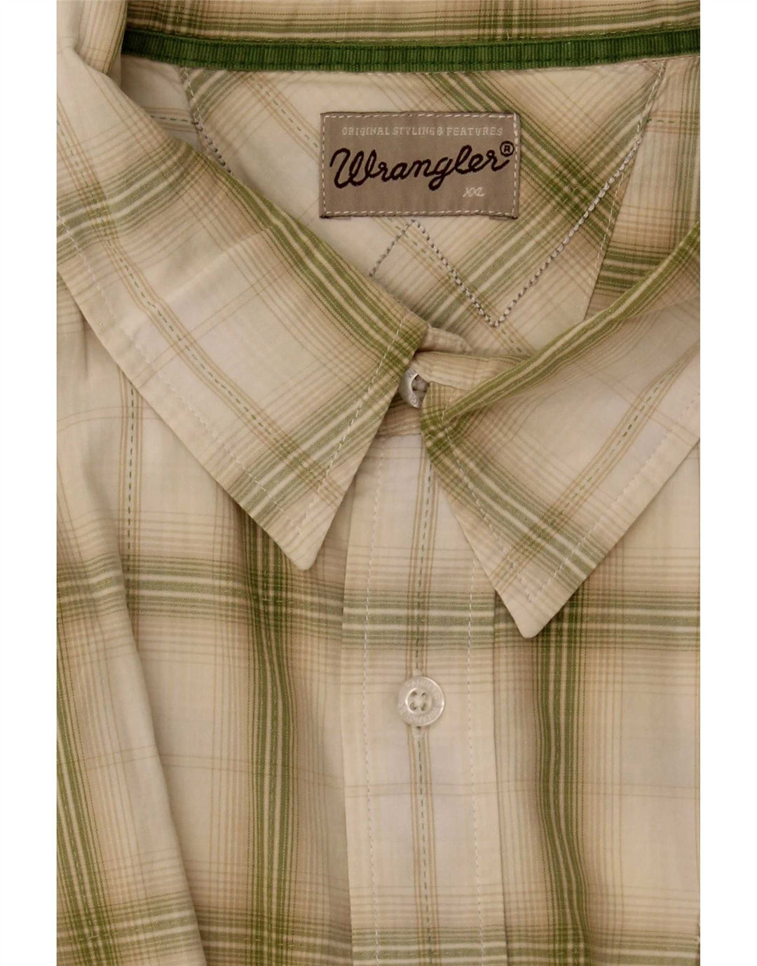 Męska koszula z krótkim rękawem Wrangler XL w zieloną kratkę