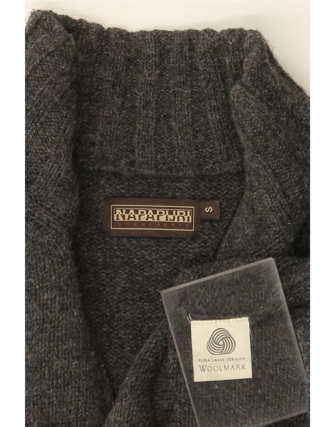 Męski sweter Napapijri Geographic z zamkiem błyskawicznym, mały, szary, wełniany